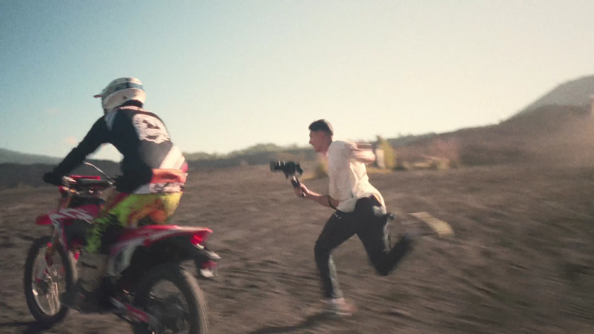 Behind the scenes at Batur: first light, camera setups, and movement on the volcanic plain.